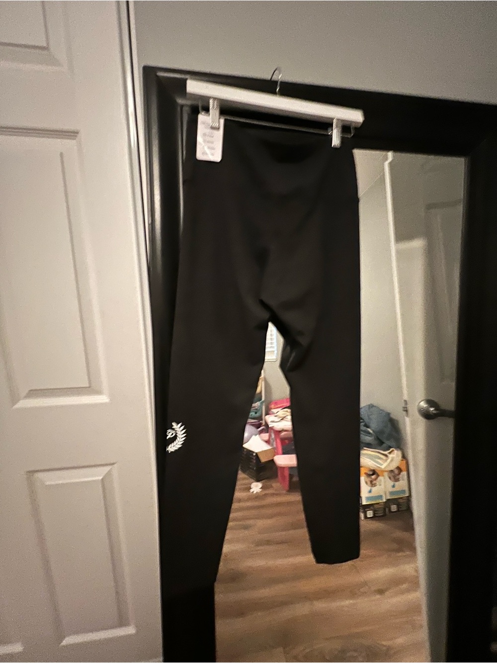 PINK Victoria's Secret Black High-Rise Leggings with White Logo